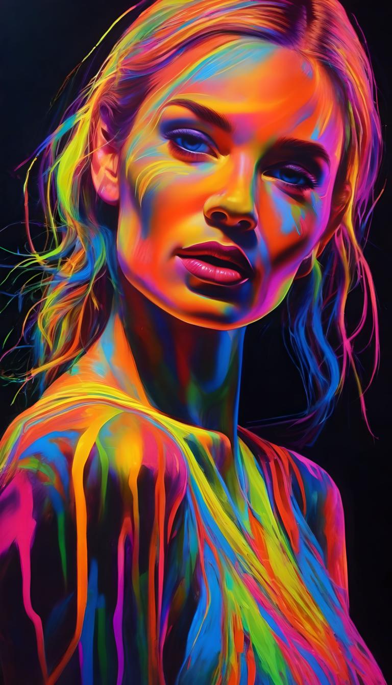 Peinture fluorescente,Peinture fluorescente, Personnes, femme, solo, 1fille, regarder le spectateur