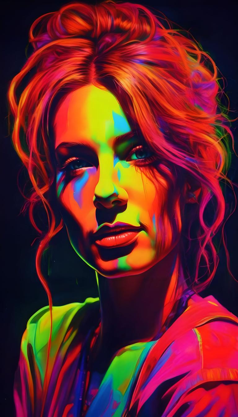 Peinture fluorescente,Peinture fluorescente, Personnes, femme, solo, 1fille, sourire, regarder le spectateur