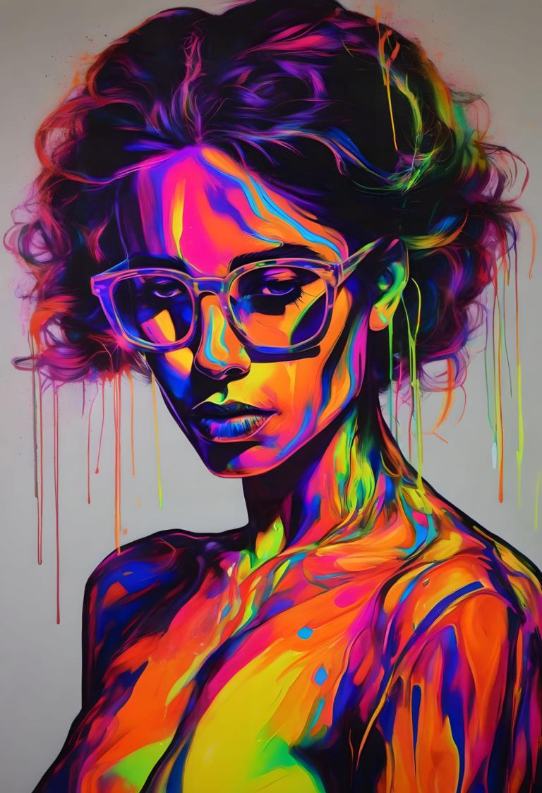 Fluorescent Painting,Fluorescent Painting, People, woman, 1girl, solo, sunglasses, upper body