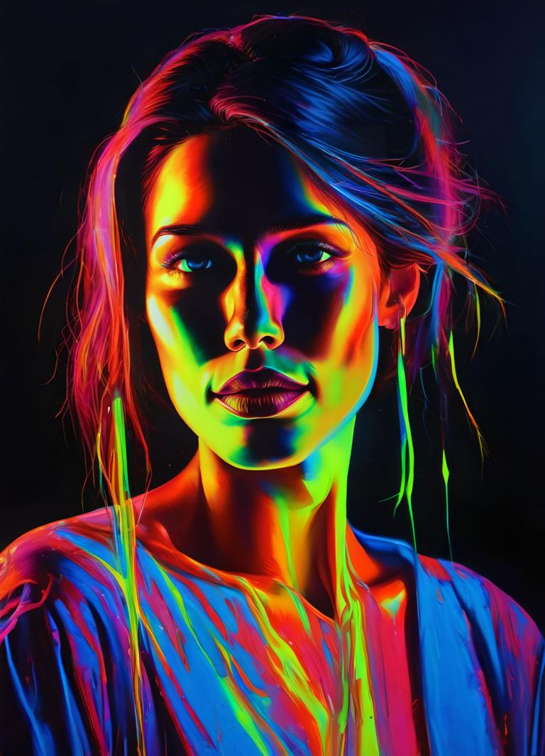 Pittura fluorescente,Pittura fluorescente, Persone, donna, 1 ragazza, assolo, guardando lo spettatore