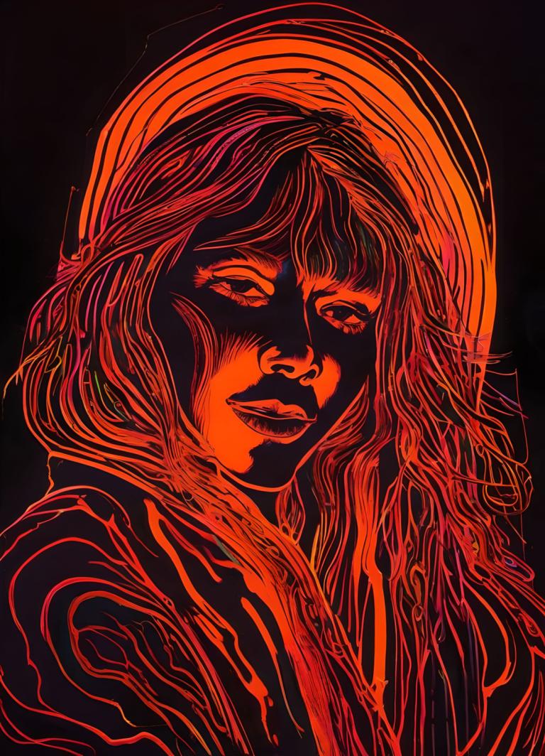 Fluorescent Painting,Fluorescent Painting, People, woman, solo, 1girl, black background, looking at viewer