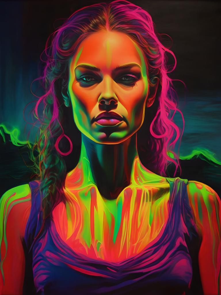 Fluorescent Painting,Fluorescent Painting, People, woman, 1girl, solo, upper body, long hair