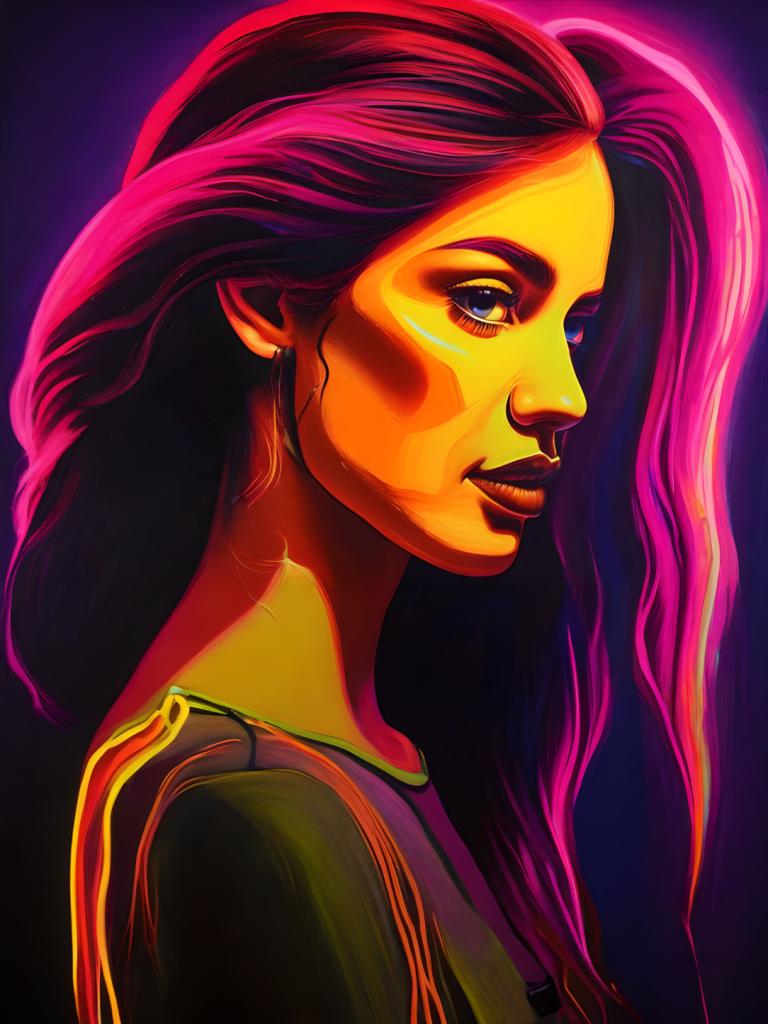 Fluorescent Painting,Fluorescent Painting, People, woman, solo, 1girl, long hair, colored skin, blue eyes