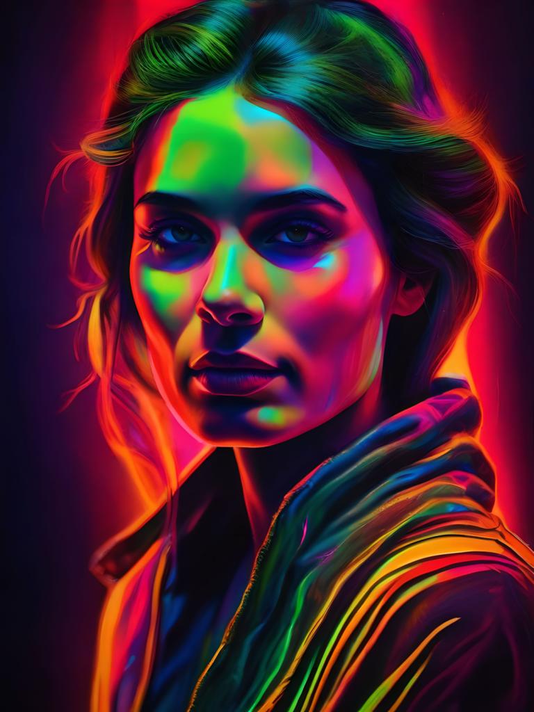 Fluorescent Painting,Fluorescent Painting, People, woman, solo, 1girl, facepaint, looking at viewer, jacket