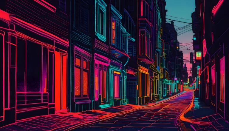 Fluorescent Painting,Fluorescent Painting, City, street, scenery, road, street, outdoors, no humans, building