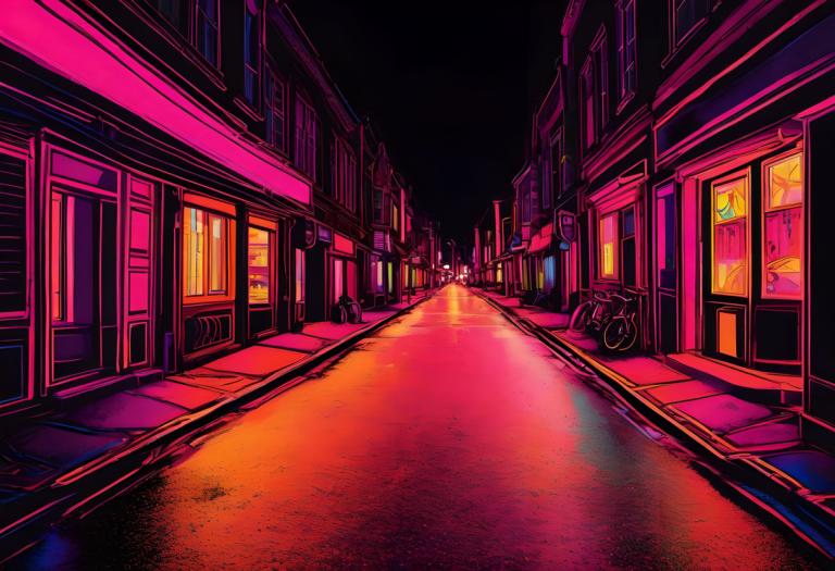 Fluorescent Painting,Fluorescent Painting, City, street, road, ground vehicle, scenery, night, street