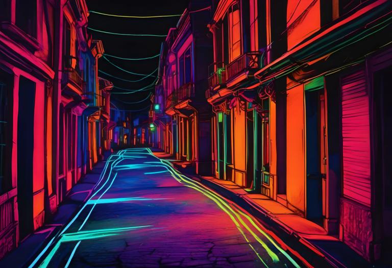 Fluorescent Painting,Fluorescent Painting, City, street, scenery, no humans, road, street, outdoors