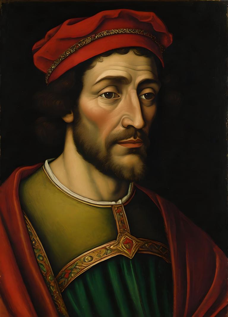 Tempera,Tempera, Oameni, bărbat european medieval, portret, solo, 1 băiat, focalizare masculină, Păr facial