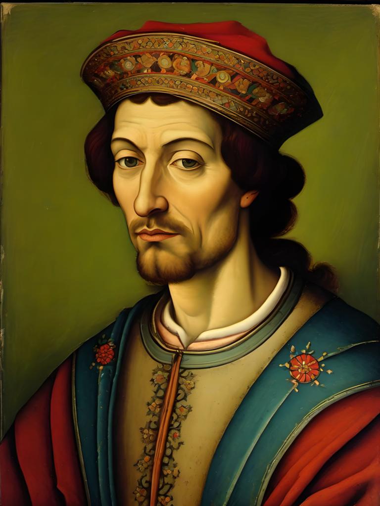 Tempera,Tempera, Oameni, bărbat european medieval, portret, solo, Păr facial, focalizare masculină, 1 băiat