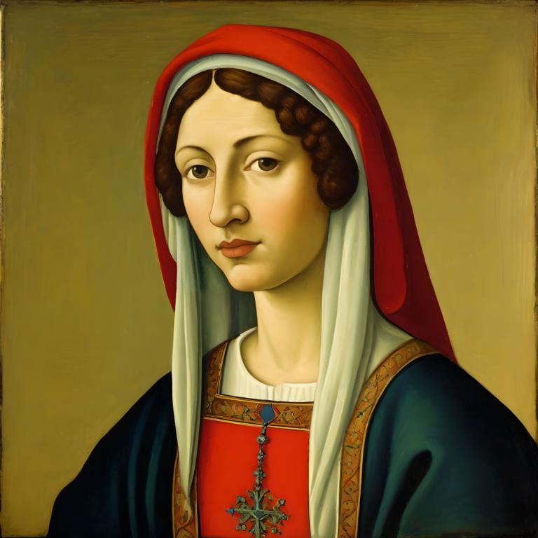 Tempera,Tempera, Oameni, femeie europeană medievală, portret, solo, păr șaten, parodie artistică, realist