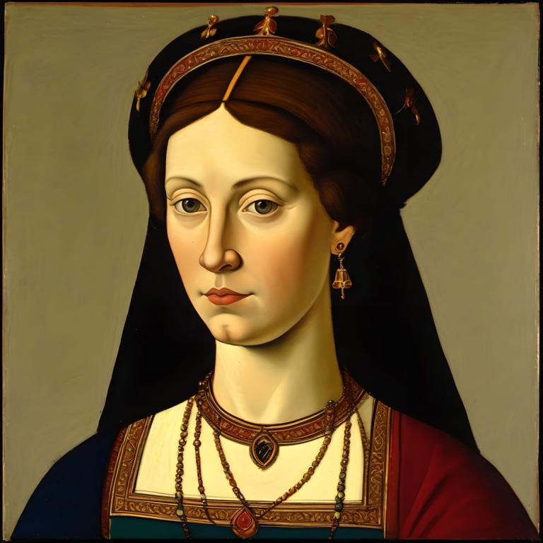 Tempera,Tempera, People, medieval european woman, portrait, 1girl, solo, jewelry, realistic, earrings