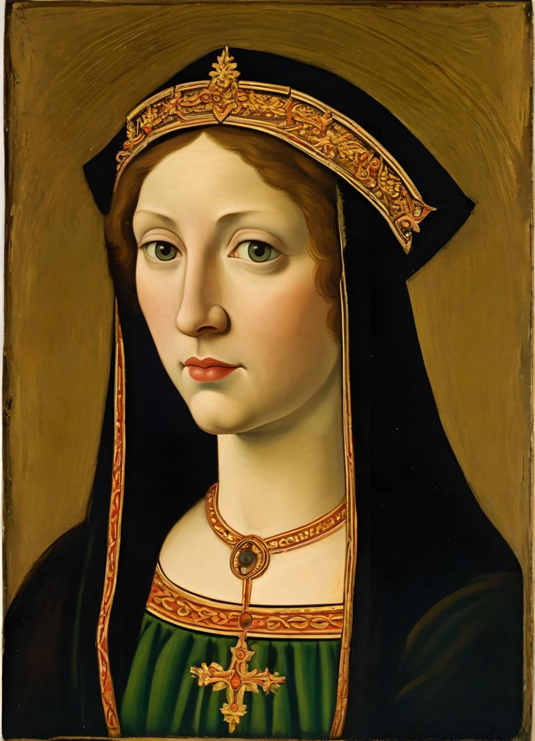 Tempéra,Tempéra, Personnes, femme européenne médiévale, portrait, solo, 1fille, parodie des beaux-arts