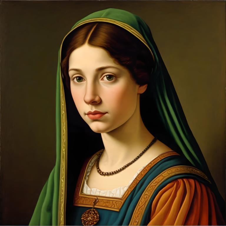 Pintura al temple,Pintura al temple, Gente, chica medieval europea, retrato, solo, 1 chica, joyas