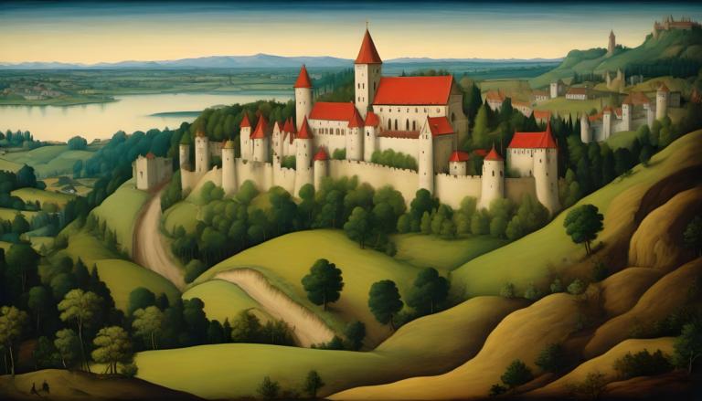 Tempera,Tempera, Nature, medieval european landscape, scenery, no humans, tree, outdoors, castle, nature, sky