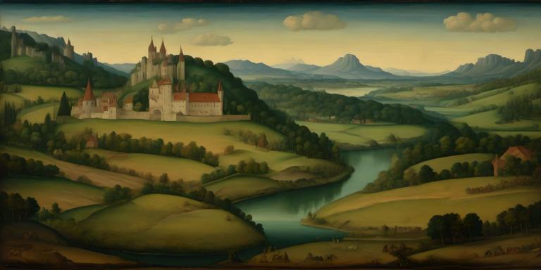 Tempera,Tempera, Nature, medieval european landscape, scenery, no humans, cloud, outdoors, castle, sky