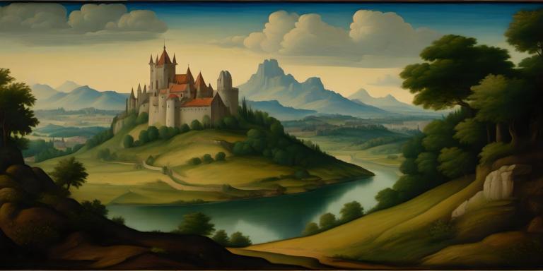 Tempera,Tempera, Nature, medieval european landscape, scenery, no humans, cloud, outdoors, tree, sky, castle