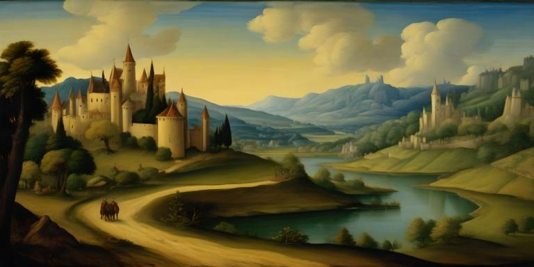 Tempera,Tempera, Nature, medieval european landscape, scenery, tree, cloud, sky, castle, outdoors, no humans