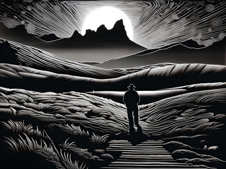 Scratchboard-Kunst,Scratchboard-Kunst, Menschen, Mann, einfarbig, Graustufen, 1Junge, Solo, männlicher Fokus