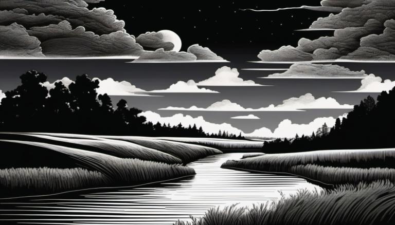 Scratchboard art,Scratchboard art, Natura, paesaggio, nessun essere umano, monocromo, nuvola, scala di grigi