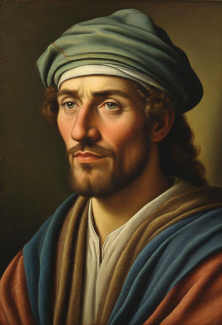 Pastel,Pastel, Oameni, bărbat european medieval, portret, solo, 1 băiat, focalizare masculină, Păr facial