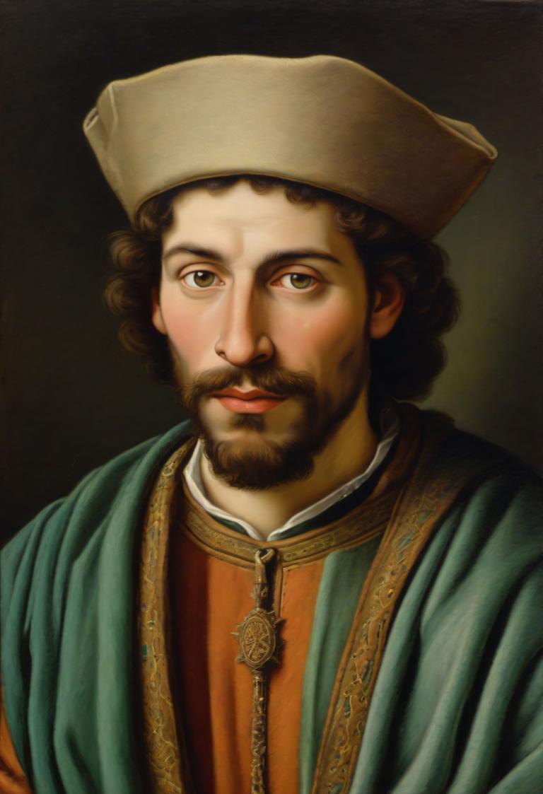 Pastel,Pastel, People, medieval european man, portrait, facial hair, solo, male focus, 1boy, beard, realistic