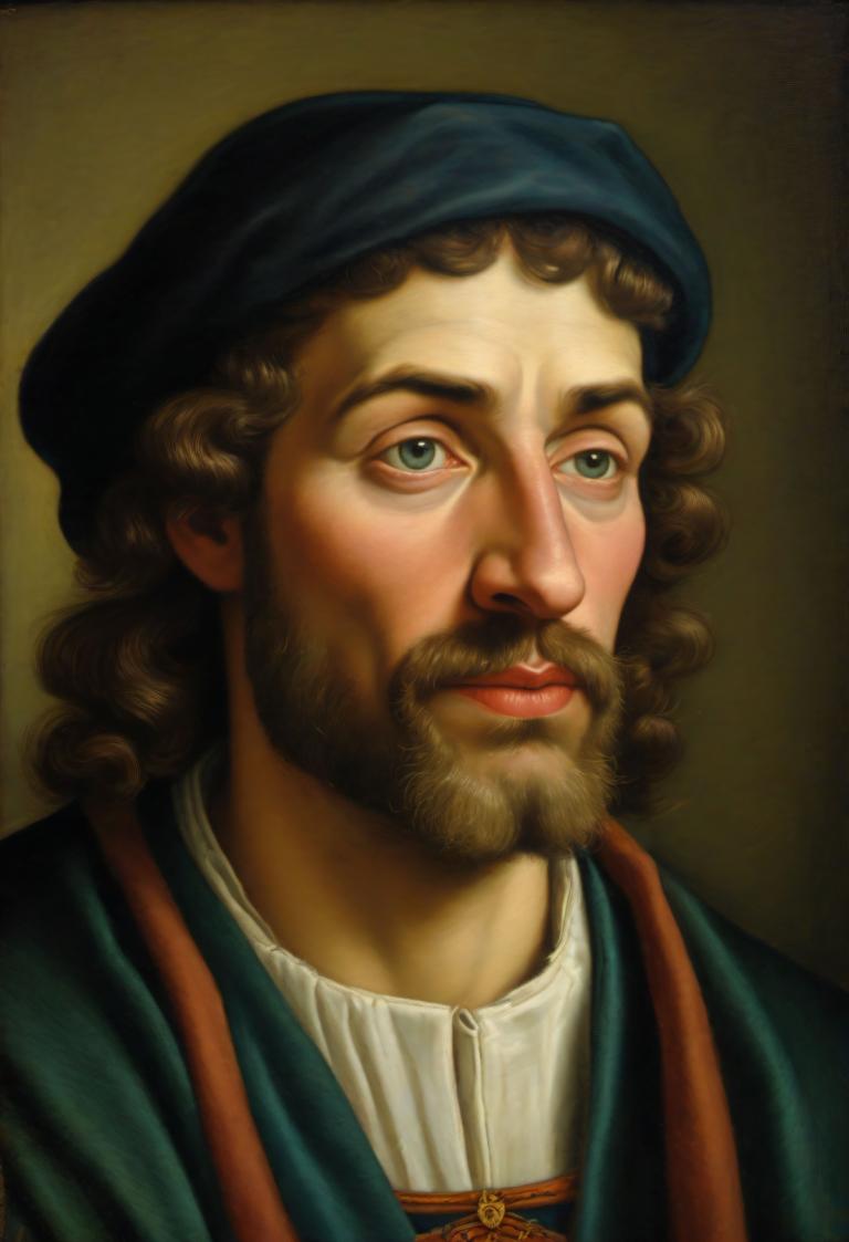 Pastel,Pastel, People, medieval european man, portrait, solo, facial hair, 1boy, male focus, fine art parody