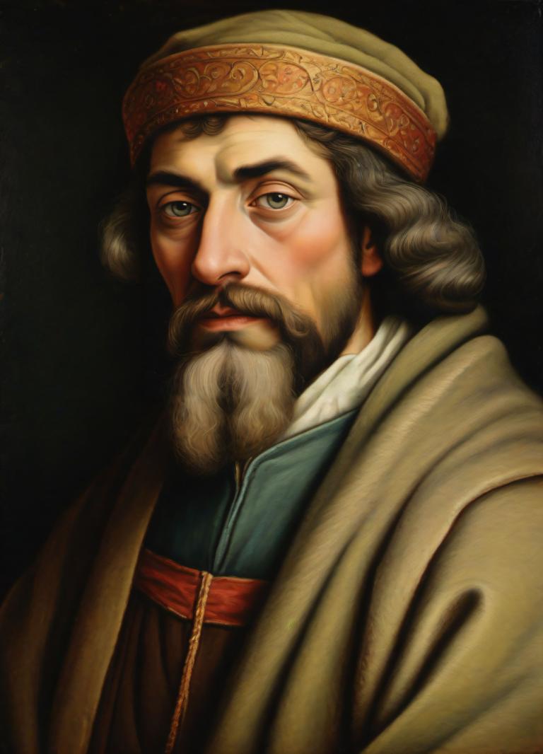 Pastel,Pastel, Oameni, bărbat european medieval, portret, solo, 1 băiat, focalizare masculină, Păr facial