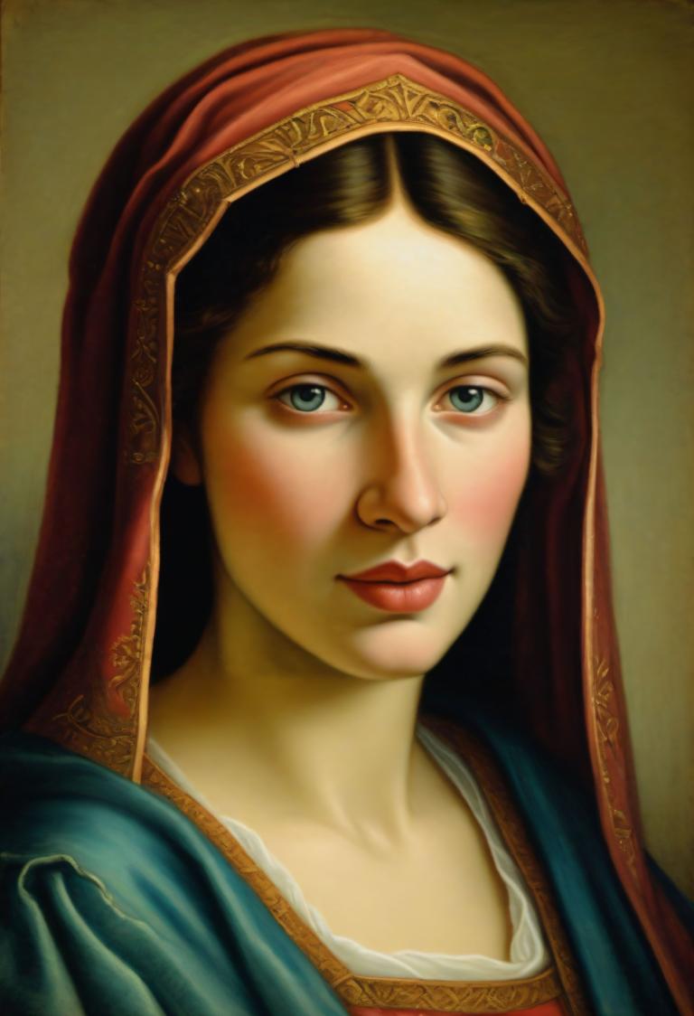 Pastel,Pastel, People, medieval european woman, portrait, 1girl, solo, fine art parody, realistic, blue eyes