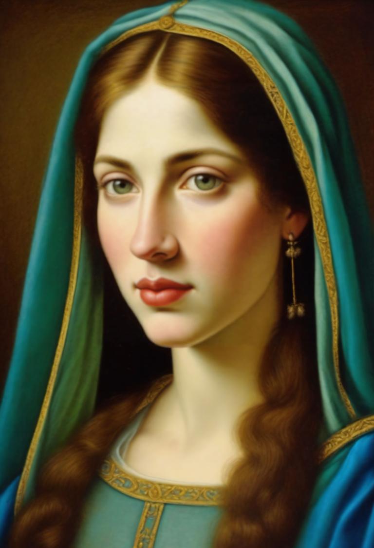 Pastel,Pastel, Gente, mujer medieval europea, retrato, 1 chica, solo, realista, joyas, pendientes