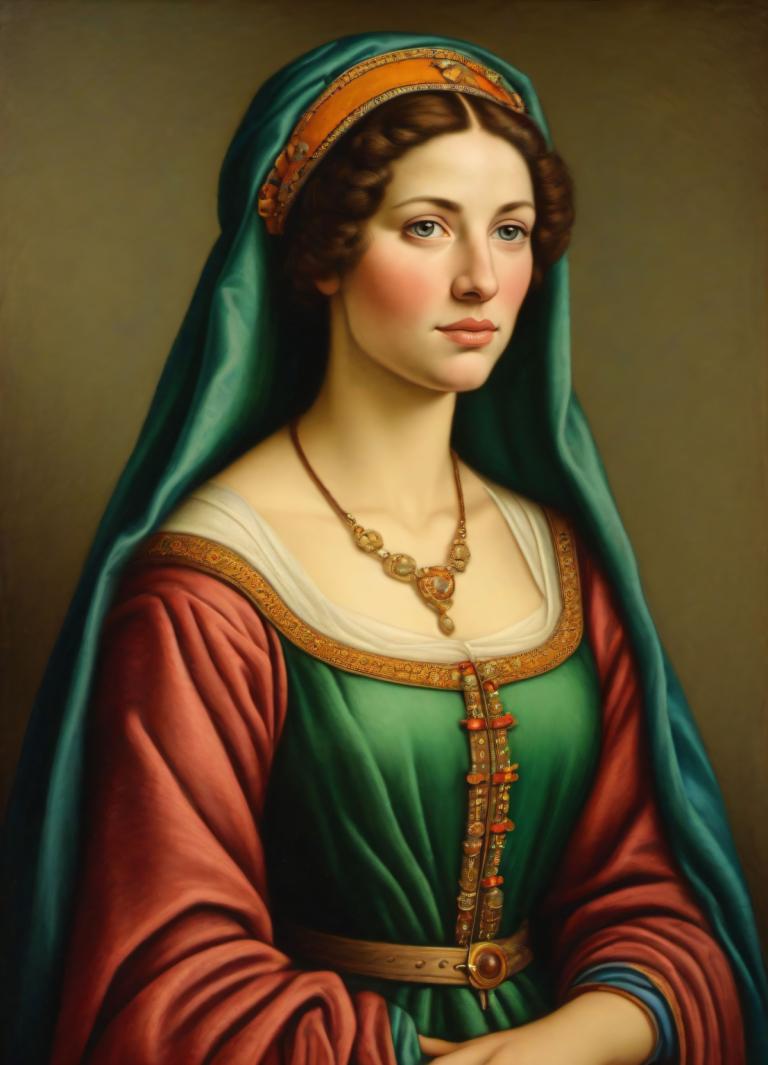 Pastel,Pastel, People, medieval european woman, portrait, 1girl, solo, realistic, fine art parody, jewelry