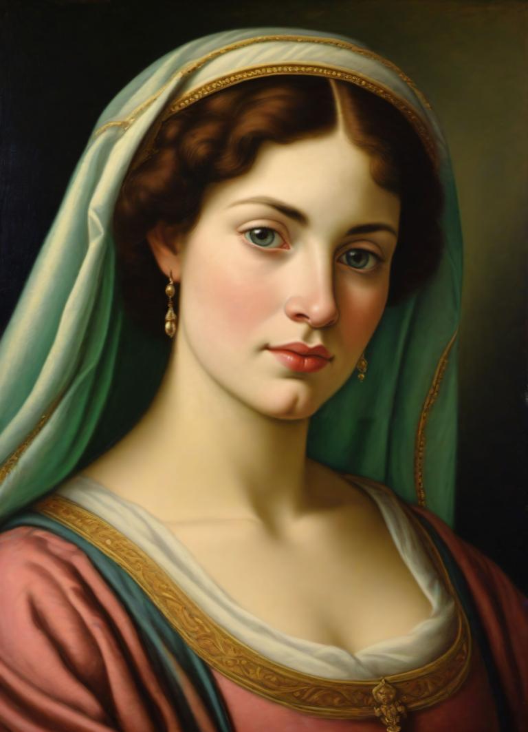 Pastel,Pastel, Gente, mujer medieval europea, retrato, 1 chica, solo, joyas, pendientes, realista