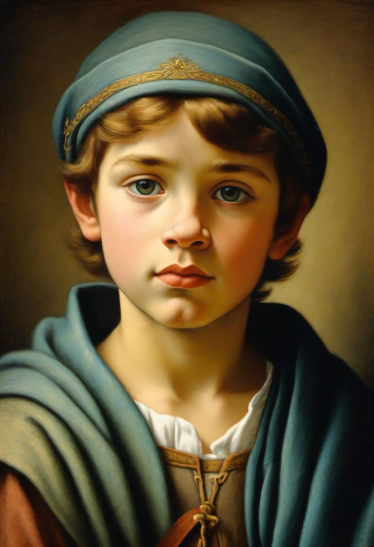 Pastel,Pastel, People, medieval european boy, portrait, solo, realistic, male focus, 1boy, fine art parody