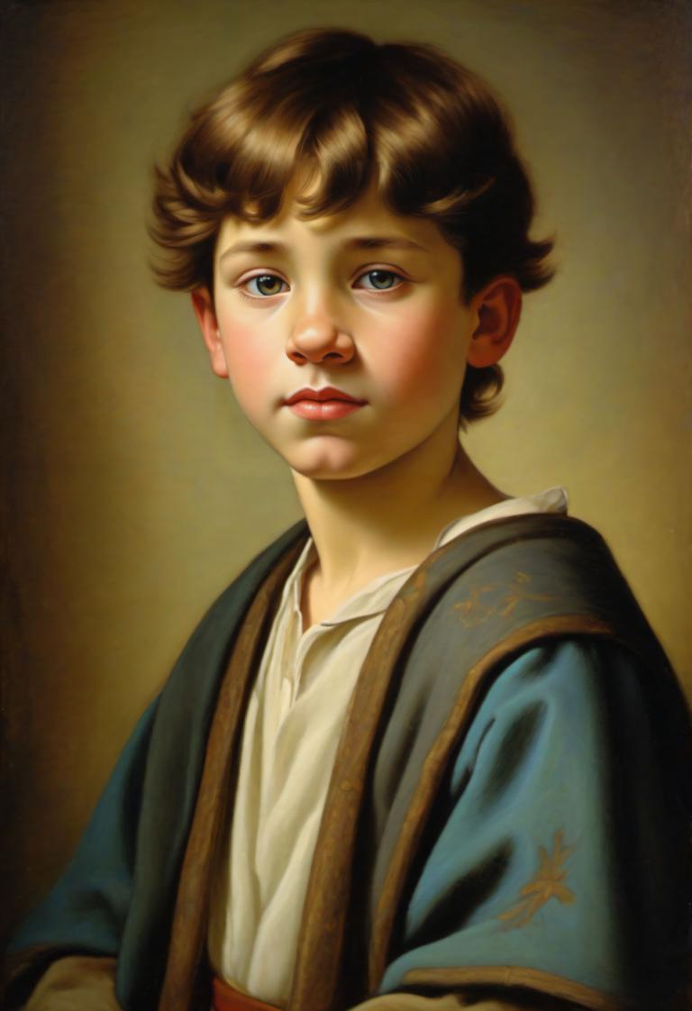 Pastel,Pastel, People, medieval european boy, portrait, solo, brown hair, 1boy, male focus, realistic