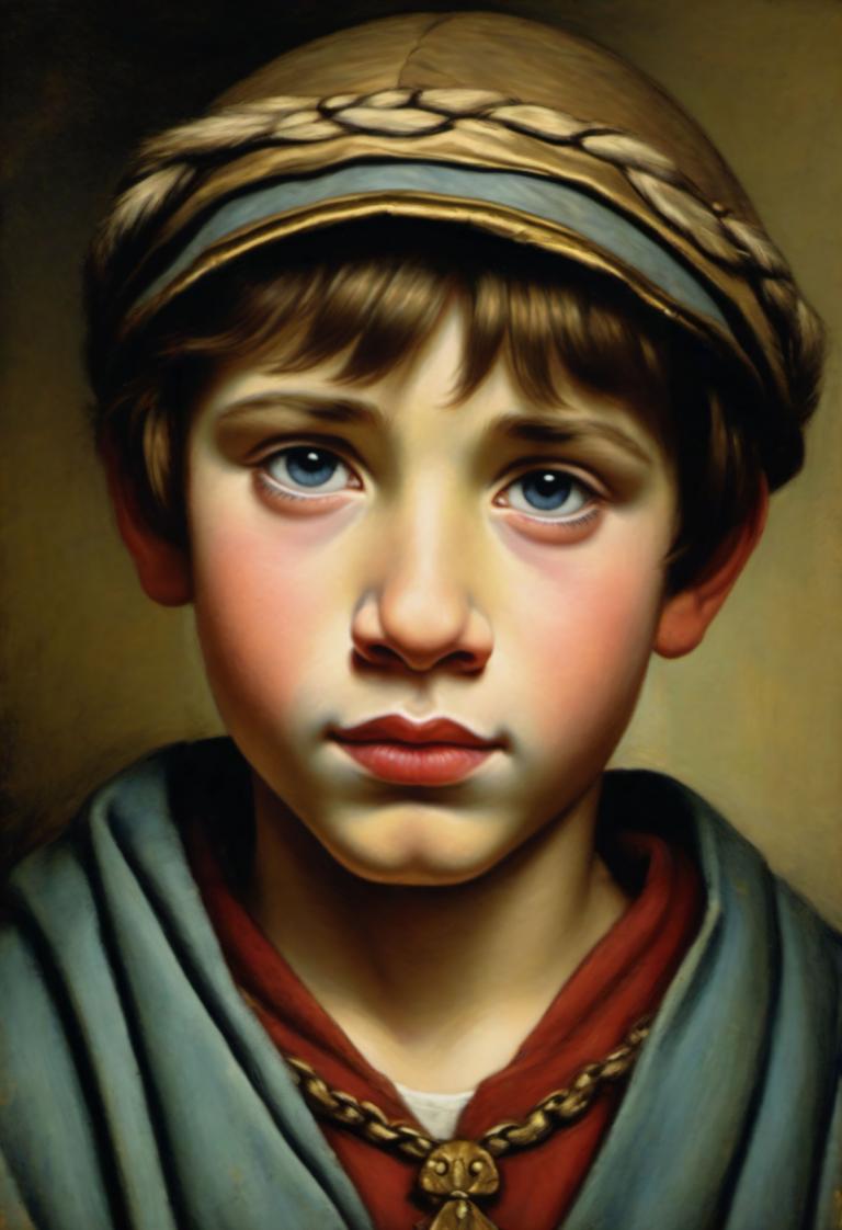 Pastel,Pastel, People, medieval european boy, portrait, solo, male focus, blue eyes, 1boy, realistic