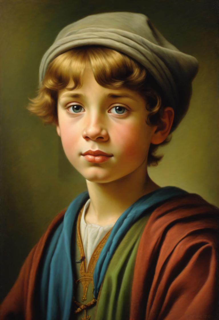 Pastels,Pastels, Personnes, garçon européen médiéval, portrait, solo, foyer masculin, réaliste, 1garçon