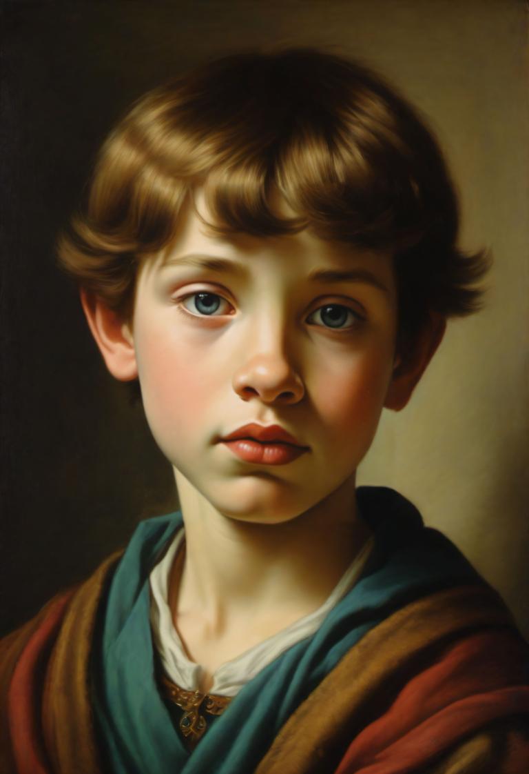 Pastel,Pastel, People, medieval european boy, portrait, solo, male focus, blue eyes, brown hair, 1boy