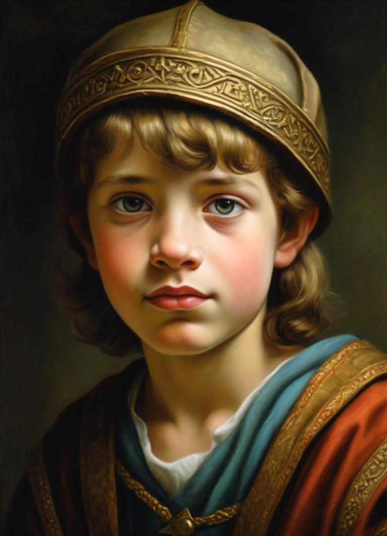 Pastel,Pastel, People, medieval european boy, portrait, solo, 1girl, blonde hair, realistic, fine art parody