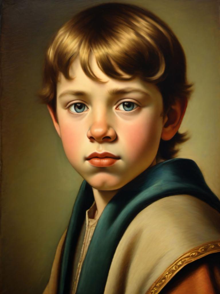 Pastel,Pastel, People, medieval european boy, portrait, solo, male focus, blue eyes, realistic, 1boy