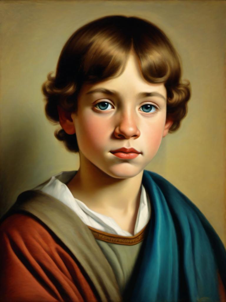 Pastel,Pastel, Gente, niño medieval europeo, retrato, solo, Pelo castaño, ojos azules, 1 chica