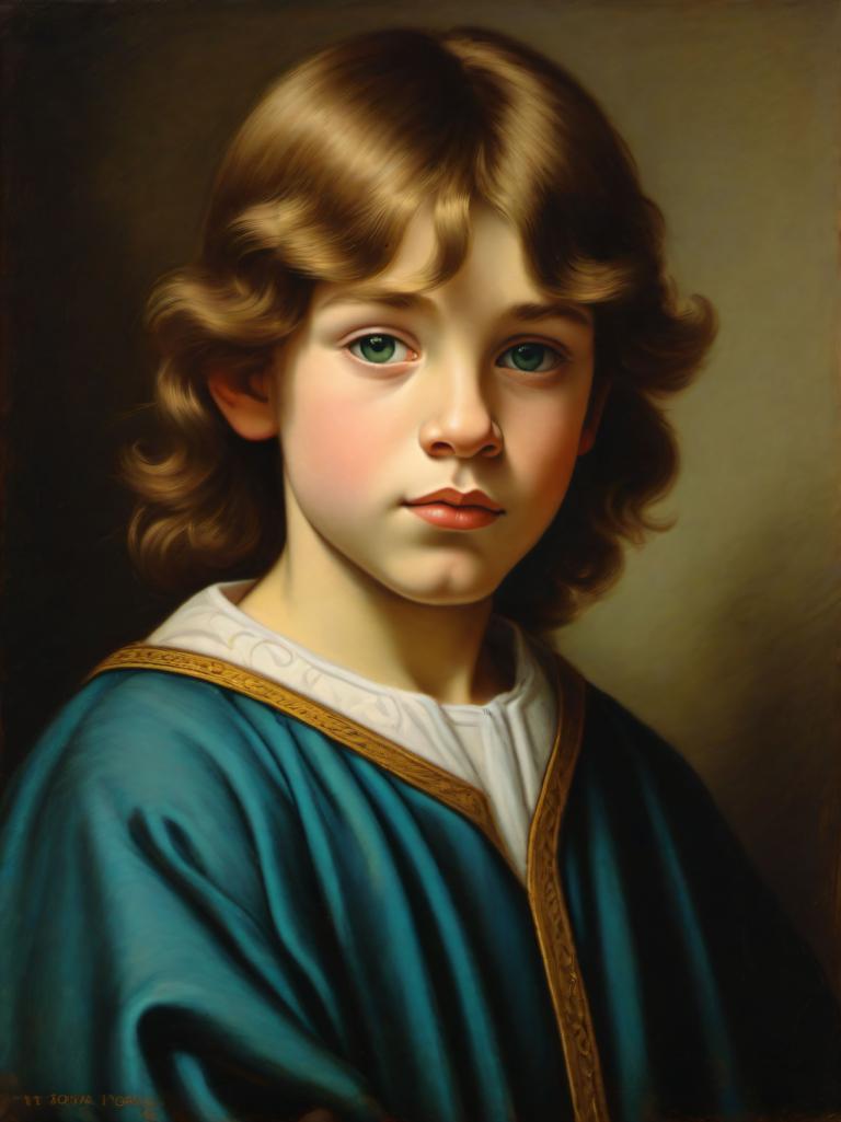 Pastel,Pastel, People, medieval european boy, portrait, solo, realistic, green eyes, 1girl, fine art parody