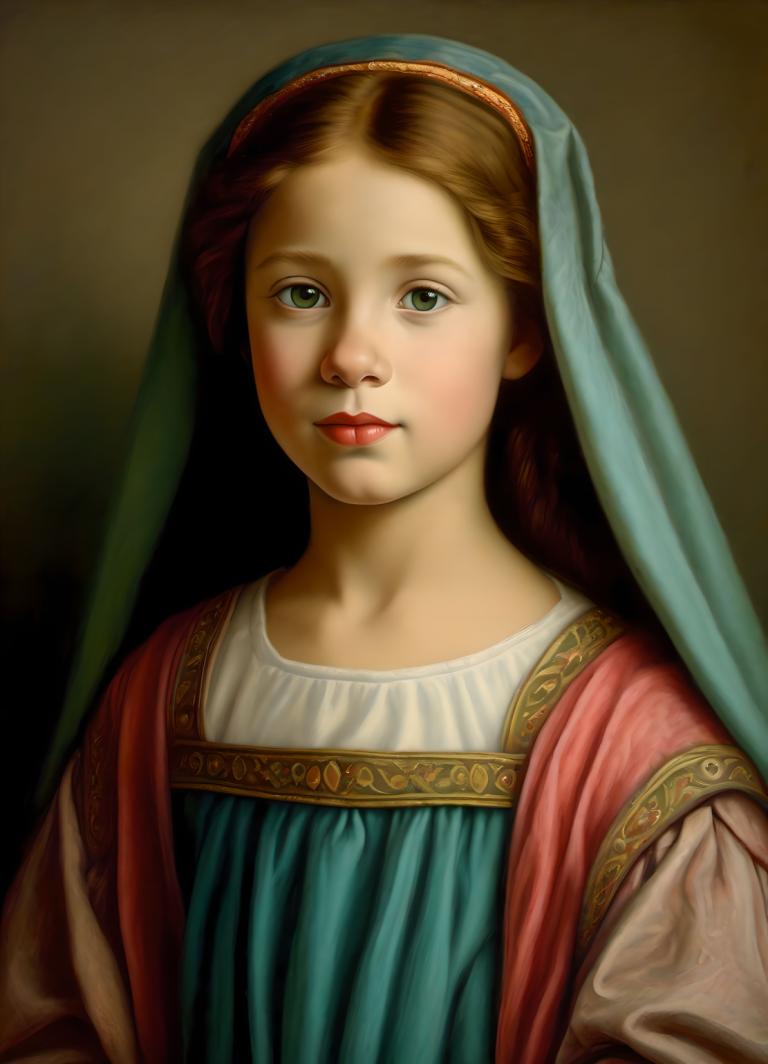 Pastels,Pastels, Personnes, fille européenne médiévale, portrait, 1fille, solo, réaliste