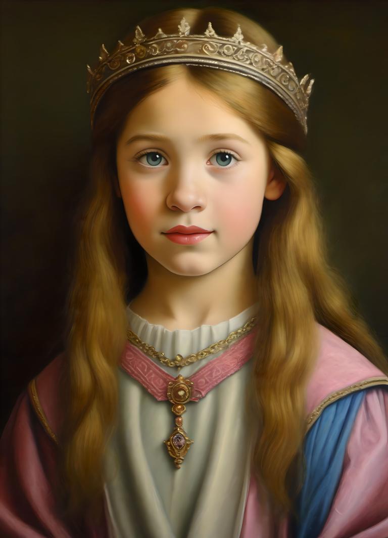 Pastel,Pastel, Oameni, fată europeană medievală, portret, 1 fata, solo, păr blond, par lung, realist