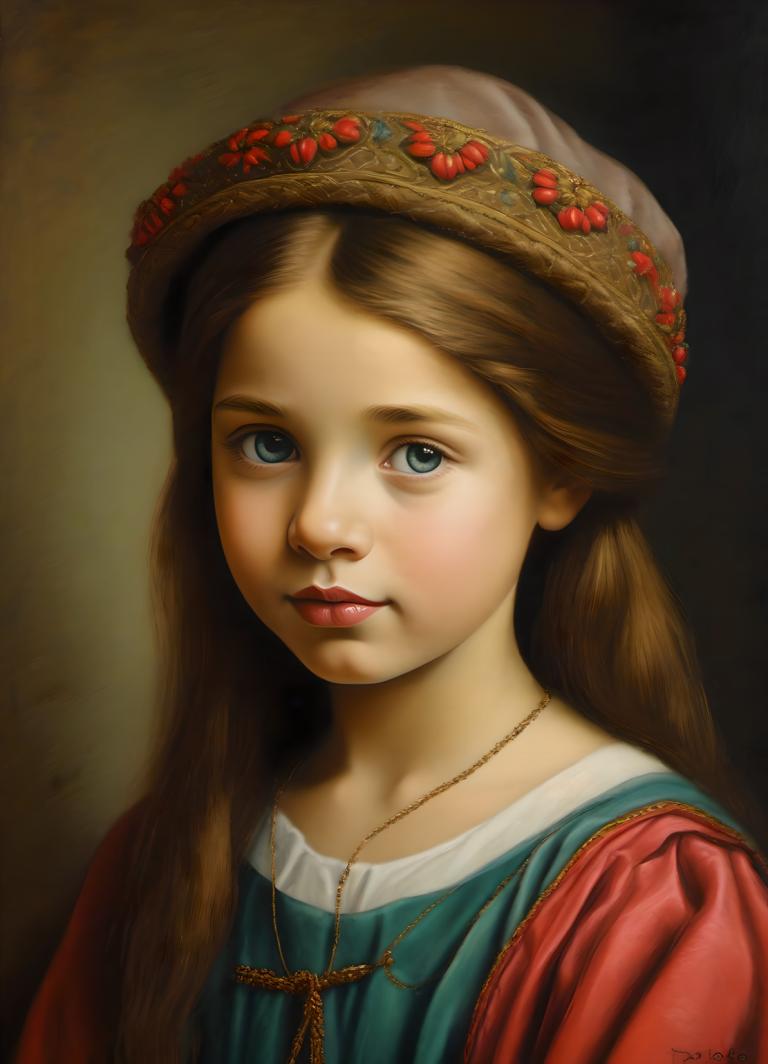 Pastels,Pastels, Personnes, fille européenne médiévale, portrait, 1fille, solo, réaliste, yeux bleus