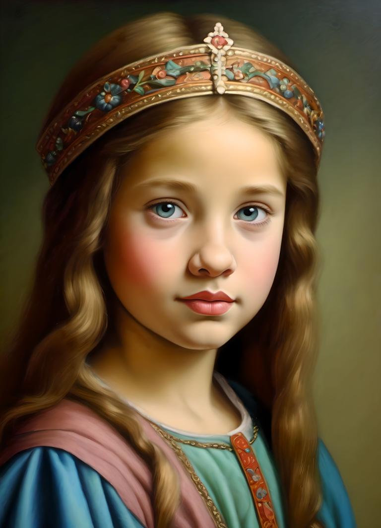 Pastels,Pastels, Personnes, fille européenne médiévale, portrait, 1fille, solo, cheveux longs, yeux bleus