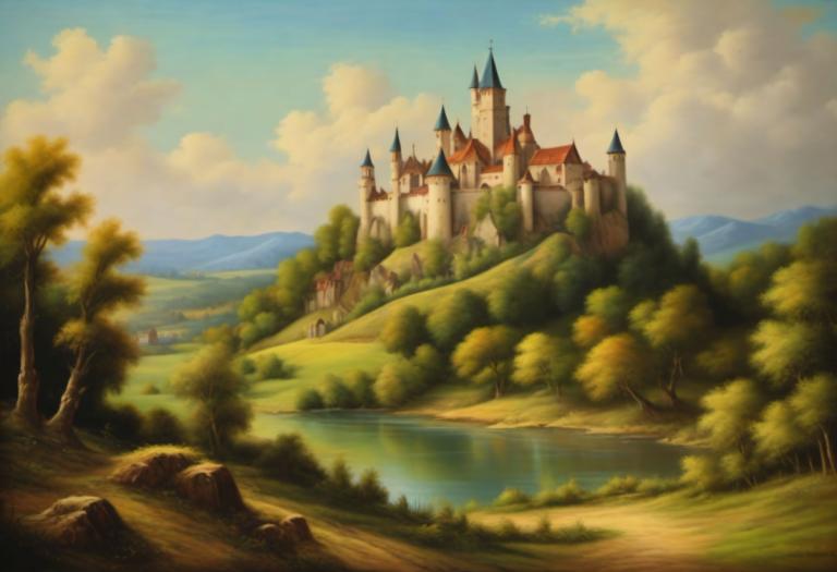 Pastel,Pastel, Naturaleza, paisaje medieval europeo, no humanos, escenario, árbol, al aire libre, nube, cielo