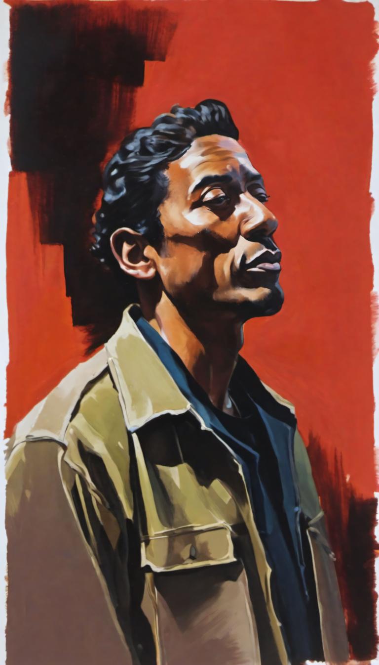 Gouache,Gouache, Gente, hombre, solo, 1 chico, enfoque masculino, pelo negro, chaqueta, vello facial, Bigote