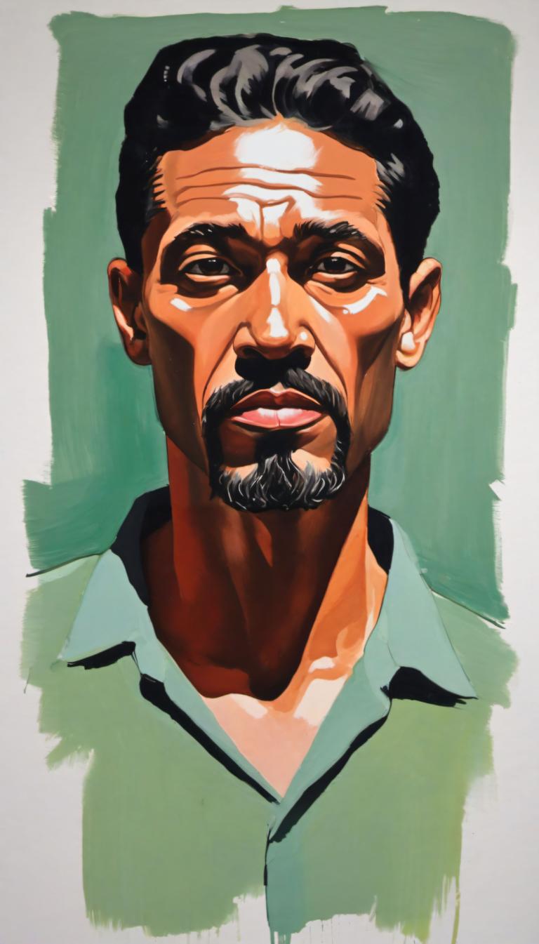 Gouache,Gouache, People, man, 1boy, male focus, solo, facial hair, black hair, beard, mustache, shirt