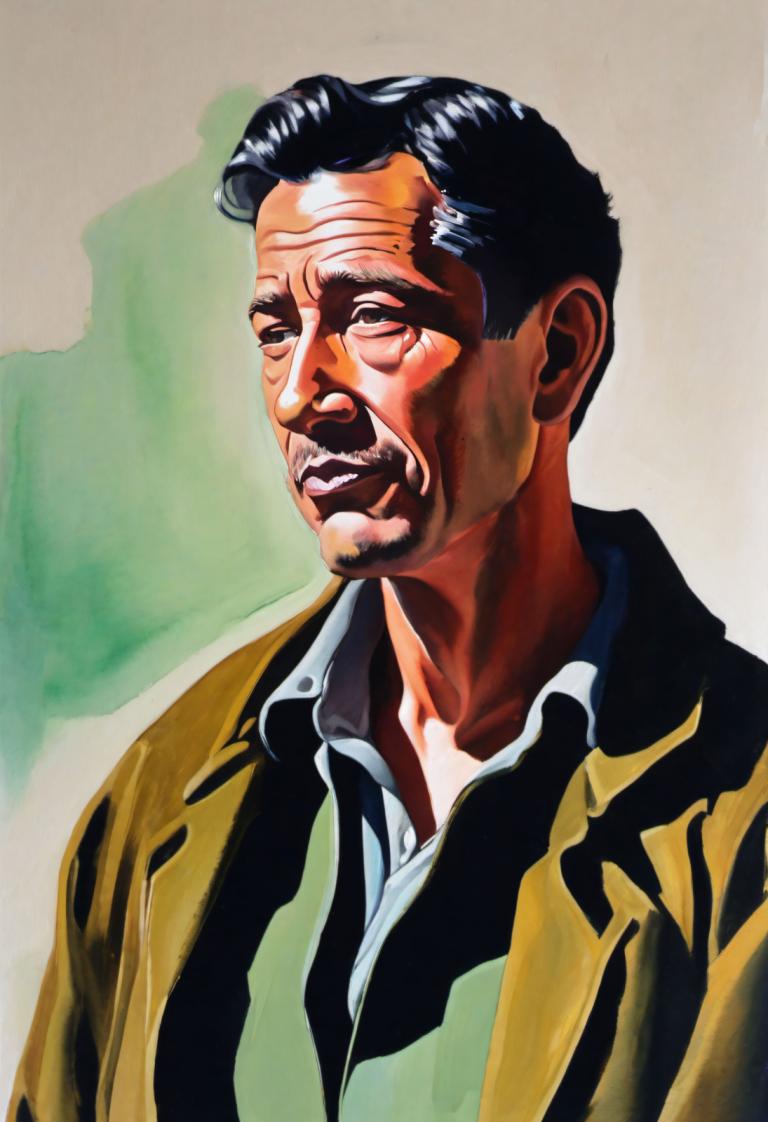 Gouache,Gouache, People, man, 1boy, male focus, solo, black hair, facial hair, mustache, shirt, manly