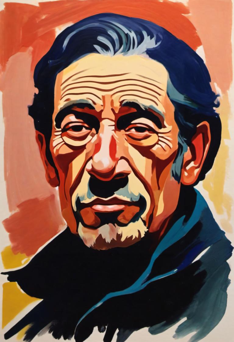 Gouache,Gouache, Mensen, man, 1 jongen, mannelijke focus, solo, gezichtshaar, portret, baard, snor