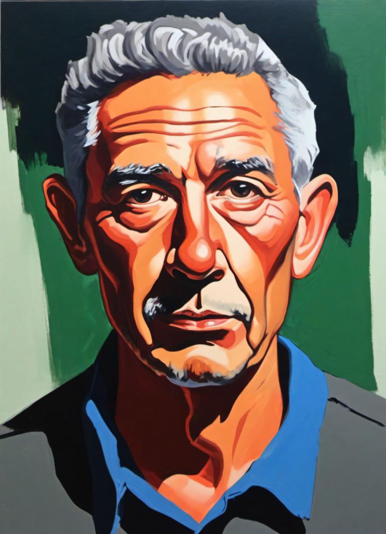 Gouache,Gouache, People, man, 1boy, solo, male focus, facial hair, old, old man, mustache, shirt, grey hair